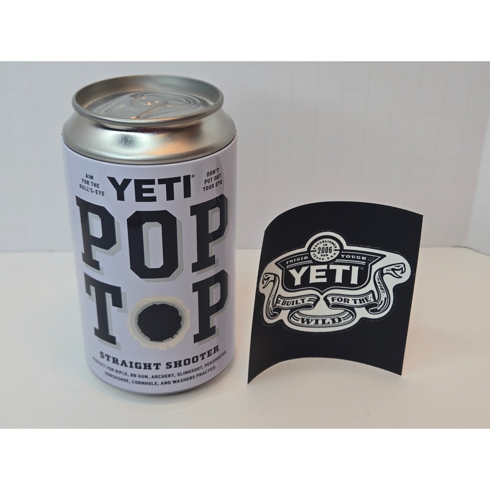Yeti Pop Top Straight Shooter 12oz Stash Can Novelty Target Practice w/ Sticker